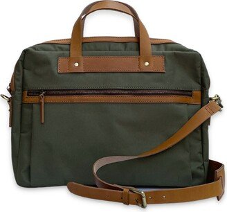 Vida Vida Nylon & Leather Trim Laptop Bag - Olive