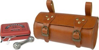 Vida Vida Leather Bike Saddle Bag In Tan With Repair Kit