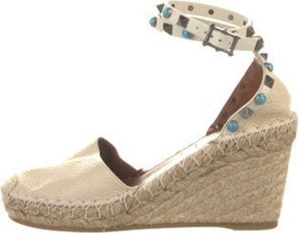 Rockstud Accents Leather Espadrilles-AD