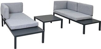 Outdoor 3-piece Aluminum Alloy Sectional Sofa Set with End Table