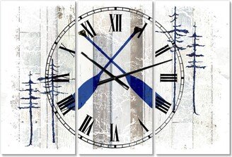 Designart the Blue Moose - Oars Oversized Cottage 3 Panels Wall Clock - 38 x 38 x 1