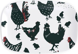 Serving Platters: Chickens - Neutral Serving Platter, Black