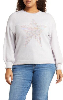 Textured Star Bishop Sleeve Sweater