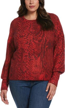 Ella Rafaella Plus Size Slouchy Long Sleeve Printed Sweater