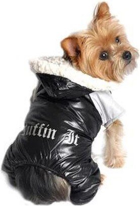 Doggie Design Ruffin It Dog Snowsuit Harness - Black and Gray(Medium)