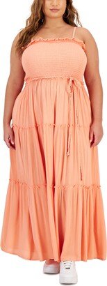 Full Circle Trends Trendy Plus Size Woven Gauze Tiered Maxi Dress