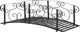 6' Metal Arch Backyard Garden Bridge, Safety Siderails, Arc Footbridge for Backyard Creek, Stream, Pond, Black