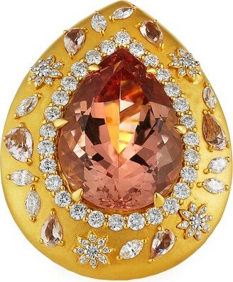 20k Morganite Pear Ring w/ Diamonds