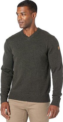 Ovik V-Neck Sweater (Dark Olive) Men's Clothing