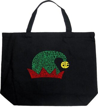 Christmas Elf Hat - Large Word Art Tote Bag