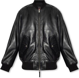 Zip-Up Long-Sleeved Bomber Jacket-AH