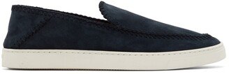 Blue Suede Slip-On Sneakers