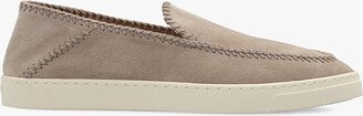 Suede Slip-on Sneakers - Beige