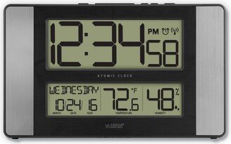 Curata Atomic Digital Wall Or Table Clock with Alarm Temperature Humidity Moon Phase and Calendar