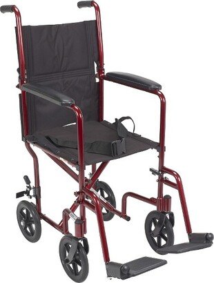 Drive Medical Lightweight Transport Wheelchair, 17 Seat, Red