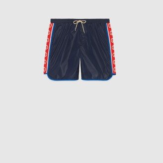 Nylon swim shorts with logo stripe