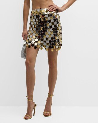 Rabanne Multi-Color Dot-Sequin Chainmail Mini Skirt