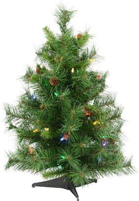 2' Cheyenne Pine Artificial Christmas Tree, Multi-colored Dura-Lit® LED Lights