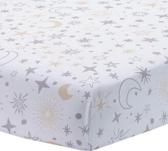 Goodnight Moon 100% Cotton White Fitted Crib Sheet - Moon/Stars