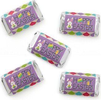 Big Dot Of Happiness Hippity Hoppity - Mini Candy Bar Wrapper Stickers - Easter Party Favors - 40 Ct