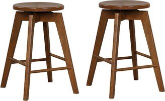 Tangkula Set of 2 Swivel Round Bar Stools Counter Height Dining Chairs w/ Rubber Wood Legs