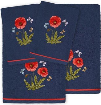 Polly 4Pc Embellished Turkish Cotton Towel Set-AA