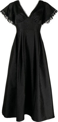 Sara lace-trim midi dress