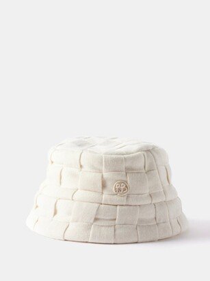 Monogram-embroidered Woven-knit Bucket Hat