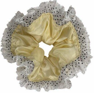 Elfi Cream & White Silk Scrunchie