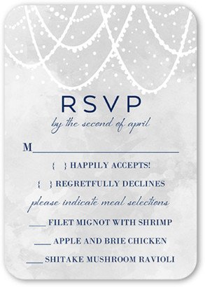 Rsvp Cards: Draping Lights Wedding Response Card, Blue, Signature Smooth Cardstock, Rounded