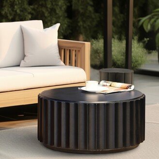 Black Cement Round Coffee Table for Indoor or Outdoor - 27.5 Diameter