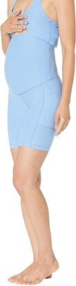 Spacedye Team Pockets Maternity Bike Shorts (Flower Blue Heather) Women's Shorts