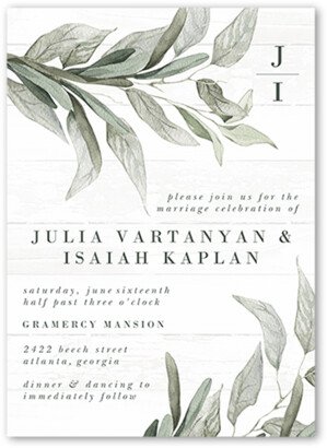 Wedding Invitations: Stamped Leaf Wedding Invitation, Beige, 5X7, Matte, Signature Smooth Cardstock, Square