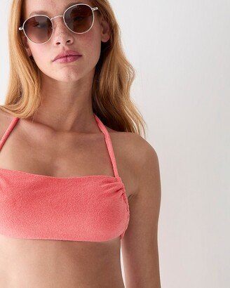 Tie-back bandeau bikini top in terry