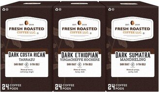 Fresh Roasted Coffee - Dark Roast Single Origin Variety Pack - 72CT Single Serve Pods