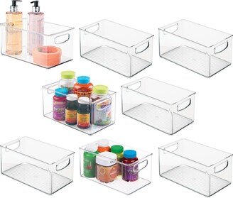 mDesign Plastic Bath Vanity Storage Organizer Bin with Handles, 8 Pack, Clear