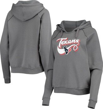 Women's Gray Houston Texans Script Fleece Raglan Pullover Hoodie