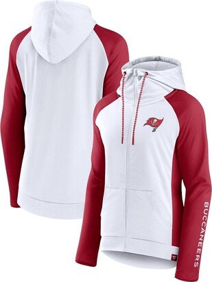 Women's Branded White, Red Tampa Bay Buccaneers End Around Raglan Full-Zip Hoodie - White, Red