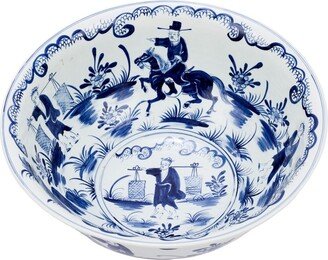 Legend of ASIA Blue And White Porcelain Bowl W/ People Scene