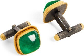 Brooski Gold And Emerald Cufflinks