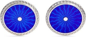 Sterling Silver And Enamel Round Cufflinks