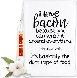 Funny Kitchen Tea Towels - I Love Bacon, It's Basically The Duct Tape Of Food Humorous Flour Sack Dish Towel Housewarming Host Gift