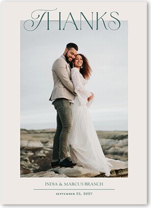 Wedding Thank You Cards: Fancy Feature Thank You Card, Gray, 5X7, Luxe Double-Thick Cardstock, Square