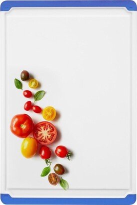 Belwares Large Plastic Cutting Board White, with Blue Borders