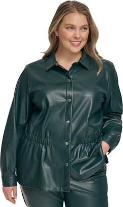 Size Faux-Leather Cinched-Waist Top