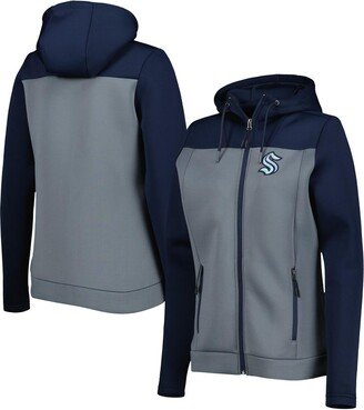 Women's Deep Sea Blue, Gray Seattle Kraken Protect Full-Zip Jacket