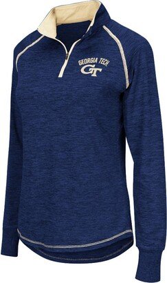 Women's Navy Georgia Tech Yellow Jackets Bikram 1/4 Zip Long Sleeve Jacket