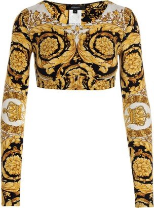 Baroque Pattern Crewneck Cropped Top