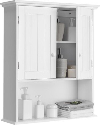 Wall Mount Bathroom Cabinet Storage Organizer Medicine Cabinet with 2-Doors and 1- Shelf Cottage Collection Wall Cabinet