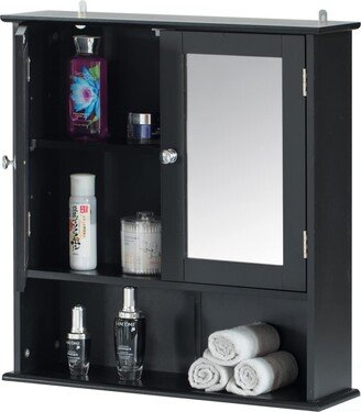 Black Mirror Wall Mounted Bathroom and Vanity with Adjustable Shelves Cabinet